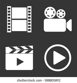 Video icons set isolated on  gray
