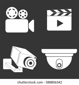 Video icons set isolated on  gray