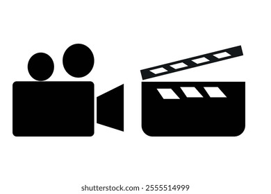 Video icons. shooting set icon. Film shooting, camera, old film, illustration.
