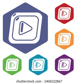 Video icons vector colorful hexahedron set collection isolated on white