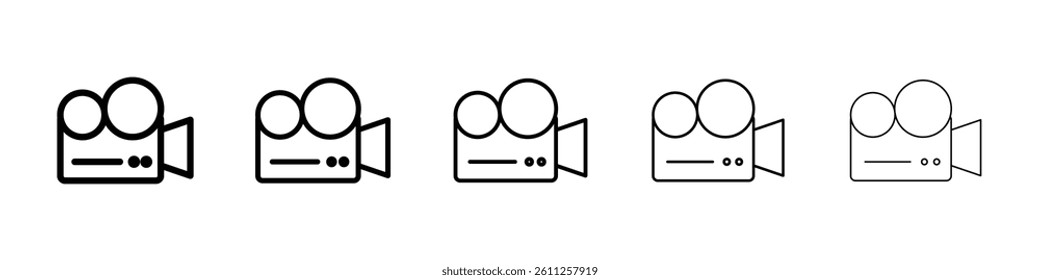 Video icons vector set in different stroke line style