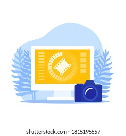 video importing from camera to computer, vector