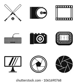 Video information icons set. Simple set of 9 video information vector icons for web isolated on white background
