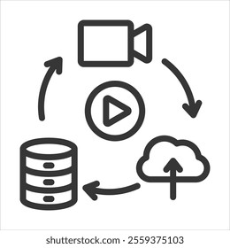 Video Ingest Outline Icon Vector Illustration