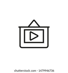 Video instruction vector line icon. Guidance, qualification, online. Training concept. Vector illustration can be used for topics like self studying, business, training
