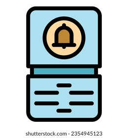 Video intercom bell icon outline vector. Door system. Phone camera color flat