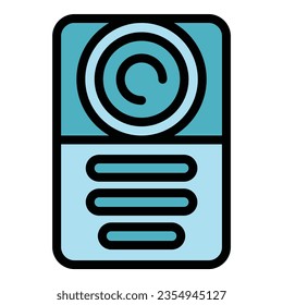 Video intercom icon outline vector. Door system. Phone bell color flat