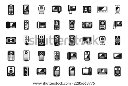 Video intercom icons set simple vector. Door phone. Bell alarm