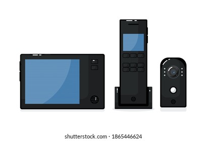Intercomunicador de vídeo con panel exterior, teléfono en la puerta y monitor