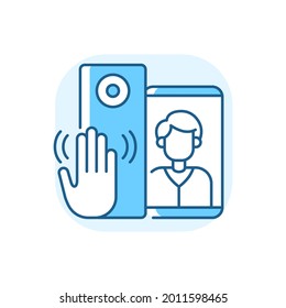 Video intercoms blue RGB color icon. Sensor technology capable of detecting gestures that trigger bell signal. Special smart home devices. Isolated vector illustration