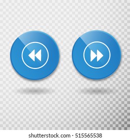 Video interface icon on transperent. Vector illustration. rewind button