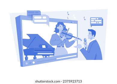 Video Interview With Musician Illustration concept on white background