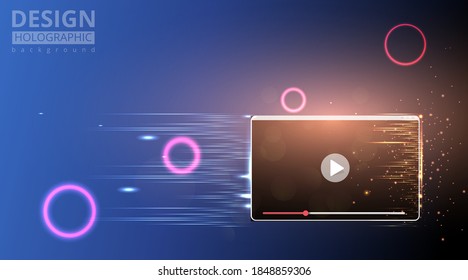 botón de reproducción de video, laptop o pc, plantilla de previsualización de streaming en línea, vida feliz, concepto de medios sociales con diseño creativo de medios, vector multimedia lindo