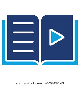 Ilustração de vetor de ícone azul plano de aprendizado de vídeo