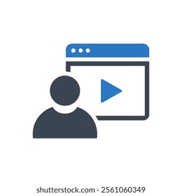 Video Learning Icon On White Background