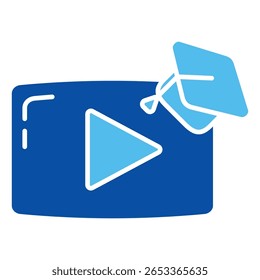Videolernsymbole im blauen Stil, Vektorgrafik