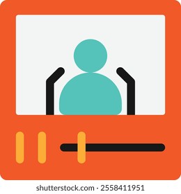 Video Lecture Education Icon Vector Flat Illustration