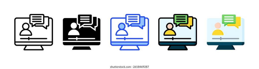 Video Lecture Icon Collection With Multiple Styles