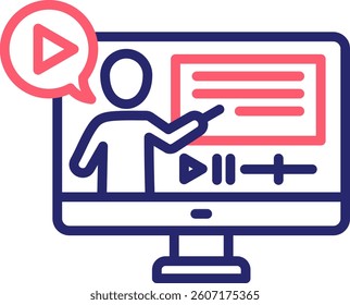 Video Lecture Icon Color Vector Illustration