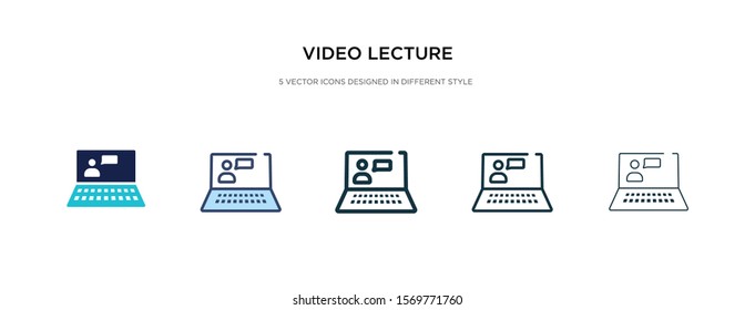 video lecture icon in different style vector illustration. two colored and black video lecture vector icons designed in filled, outline, line and stroke style can be used for web, mobile, ui