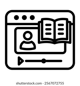 Video Lecture Icon Lineal Style Vector Illustration