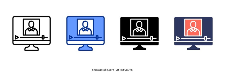 Vídeo Lecture ícone da folha coleção de vários estilos