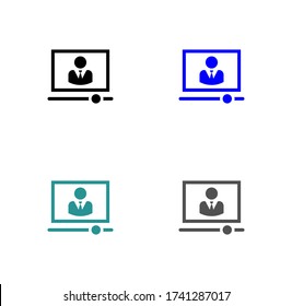 Video lecture icon stock vector illustration flat design.