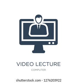 video lecture icon vector on white background, video lecture trendy filled icons from Computer collection, video lecture vector illustration