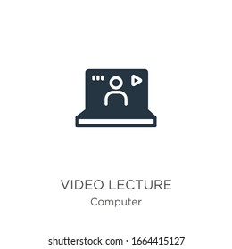 Video lecture icon vector. Trendy flat video lecture icon from computer collection isolated on white background. Vector illustration can be used for web and mobile graphic design, logo, eps10