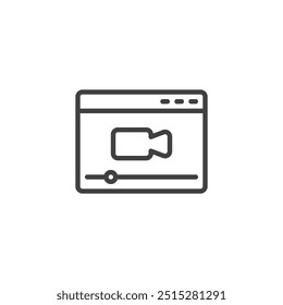 Video Lecture line icon. linear style sign for mobile concept and web design. A play button over a video thumbnail on a screen outline vector icon. Symbol, logo illustration. Vector graphics
