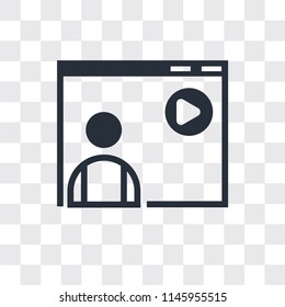 Video lecture vector icon isolated on transparent background, Video lecture logo concept