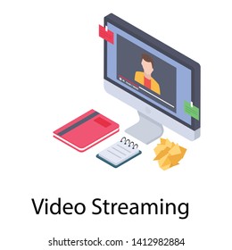 
Video lecture vector in isometric design 
