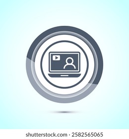 Video lectures icon design illustration, Video conference icon, Online seminar sign, Gray color button design