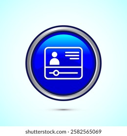 Video lectures icon design illustration, Video conference icon, Online seminar sign, Blue color round button design