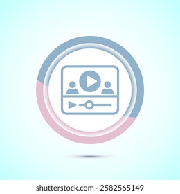 Video lectures icon design illustration, Video conference icon, Online seminar sign, Pastel color button design