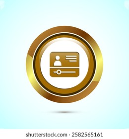 Video lectures icon design illustration, Video conference icon, Online seminar sign, Gold color round button design