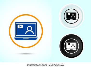 Video lectures icon design illustration, Video conference icon, Online seminar sign