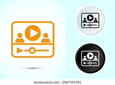 Video lectures icon design illustration, Video conference icon, Online seminar sign