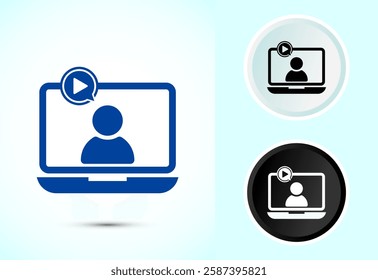 Video lectures icon design illustration, Video conference icon, Online seminar sign