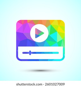 Video lectures icon design illustration, Video conference icon, Online seminar sign, Low poly style