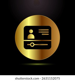 Video lectures icon design illustration, Video conference icon, Online seminar sign symbol in gold color style