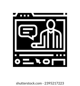 vídeo conferencias en línea plataforma de aprendizaje glifo vector icono. videocintas de diseño de plataforma de aprendizaje en línea. ilustración de símbolo aislado