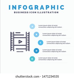 Video, Lesson, Film, Education Blue Infographics Template 5 Steps. Vector Line Icon template. Vector Icon Template background