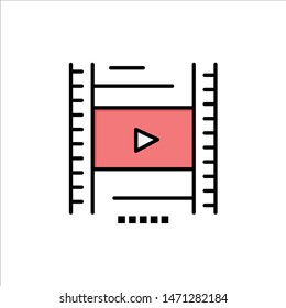 Video, Lesson, Film, Education  Flat Color Icon. Vector icon banner Template. Vector Icon Template background