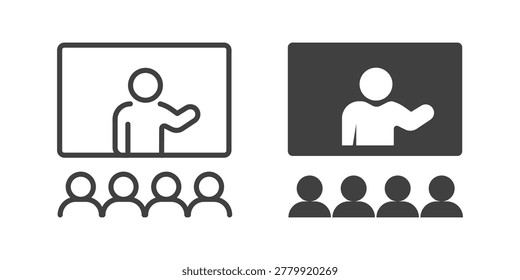 Video Lesson icon. Line and glyph solid icon