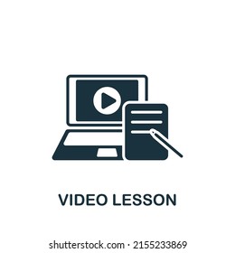 Video Lesson icon. Monochrome simple E-Learning icon for templates, web design and infographics