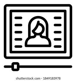 Video lesson icon. Outline video lesson vector icon for web design isolated on white background