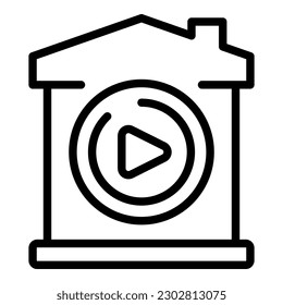 Video lesson icon outline vector. University private. Online learn