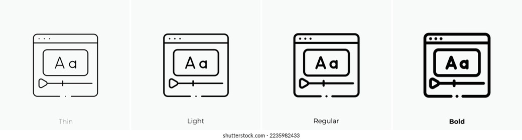 video lesson icon. Thin, Light Regular And Bold style design isolated on white background