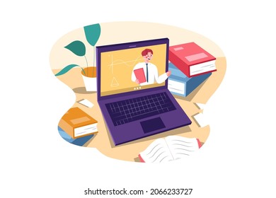 Video Lesson Illustration concept. Flat illustration isolated on white background.